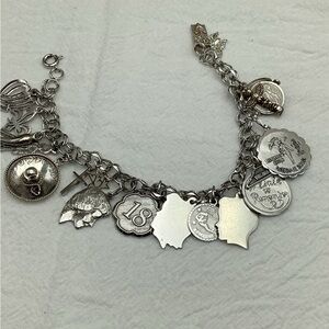 Sterling Silver Charm Bracelet 19 Charms